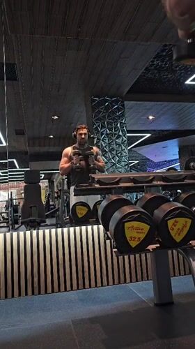 Man exercises with dumbbells at Stara Zagora gym