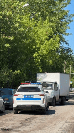 Police conduct traffic stop in Beryozovka, Russia