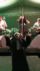 Nun-costumed performer rocks out with band in Zlín