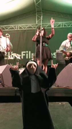 Nun-costumed performer rocks out with band in Zlín