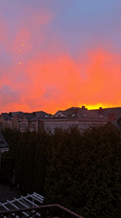 Dramatic sunset captured over Kaliningrad residential neighborhoods
