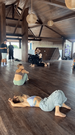 Early morning yoga class held in Mengwi studio