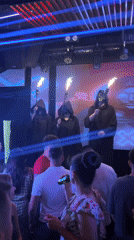 Nightclub show and old town streets in Sozopol, summer night