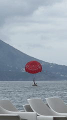 Tourist boat and parasailing activity observed in Budva harbor
