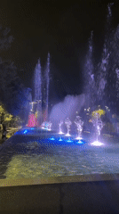 Bishkek fountain lights up the night with a colorful water show