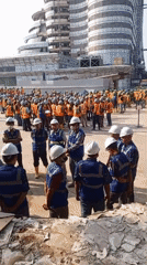 Construction crew activity at a South Tangerang building site