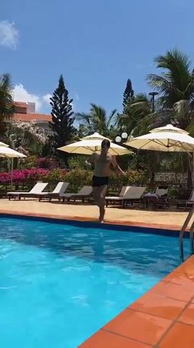 Resort Pool Swimming Session Captured in Vietnam