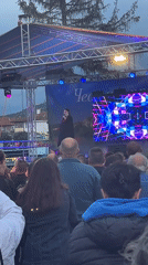 Female singer performs outdoor concert in Gorna Oryahovitsa Bulgaria