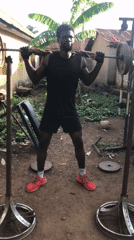 Morning workout with homemade equipment in Akwanga, Nigeria