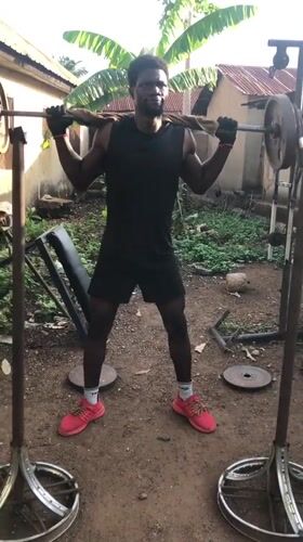 Morning workout with homemade equipment in Akwanga, Nigeria