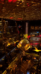 Sofia nightclub interior documented with disco ball, golden sculptures