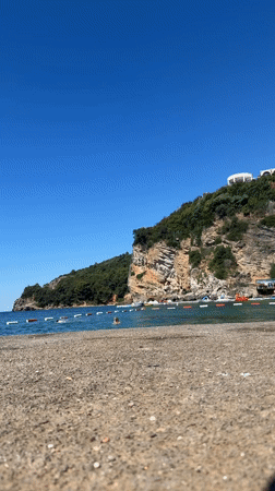 Summer morning on the Budva Riviera, beach to old town