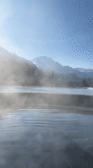 Winter resort scenes captured in Sankt Moritz Monday morning