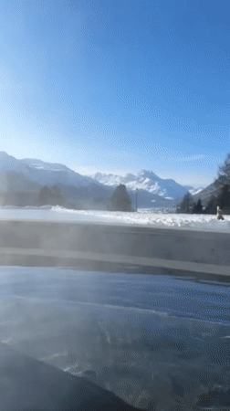 Winter resort scenes captured in Sankt Moritz Monday morning