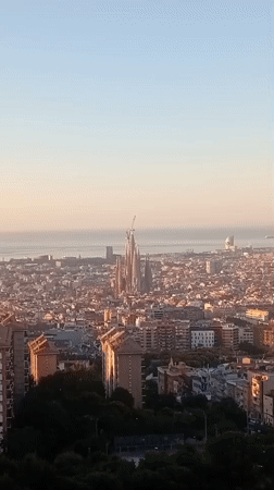 Barcelona residents witness sunrise from city viewpoints