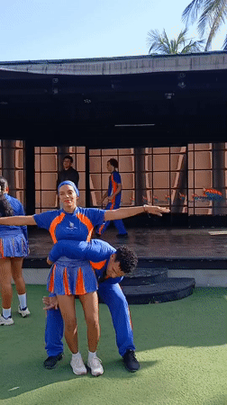 Dance duo performs acrobatic routine in Porlamar, Venezuela
