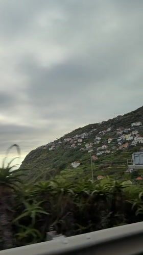 Hillside homes captured on video in Ribeira Brava, Portugal