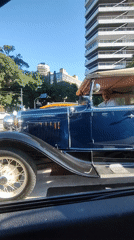 Vintage blue convertible spotted at Buenos Aires intersection