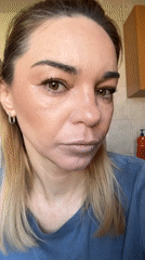 Woman photographed indoors in Saint Petersburg, Russia