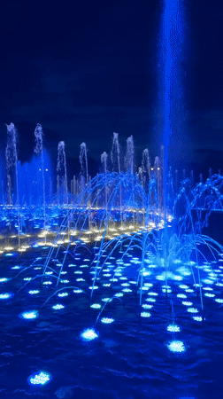 Moscow's Ostankino Park fountain lights up a summer evening