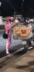 Pink Power Ranger delivers banh mi on Da Lat streets
