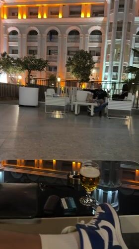Nighttime patio scene recorded at Manavgat resort in Turkey