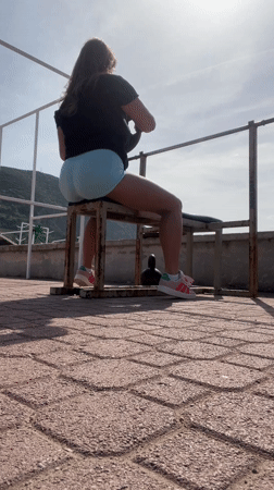 Morning rooftop workout session captured in Prijevor, Montenegro