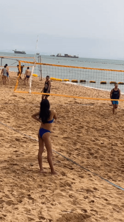 Pattaya beach in full swing: volleyball, workouts, and water gear