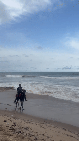 Horse riders spotted on Accra beach during afternoon outing