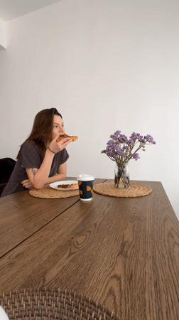Woman enjoys Mother's Day breakfast in Limassol Cyprus