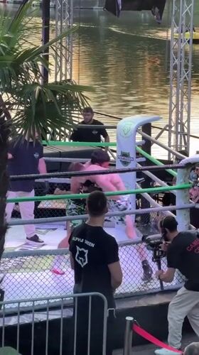 Pentagon Fighting outdoor MMA event on Tbilisi waterfront at sunset