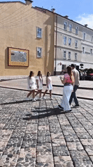 Cobblestones and bronze statues in central Hrodna