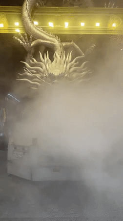 Silver dragon sculpture draws crowds in Shanghai display