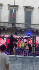 Electronic music event on stage in central Milan