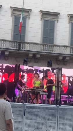Electronic music event on stage in central Milan