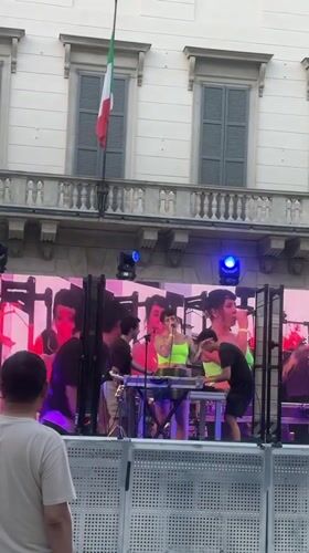 Electronic music event on stage in central Milan