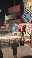 Nighttime runway show and live performance in La Paz