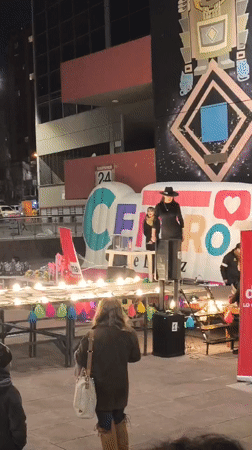 Nighttime runway show and live performance in La Paz