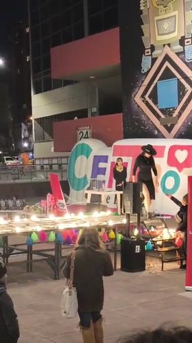 Nighttime runway show and live performance in La Paz