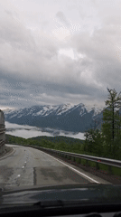 Driver records scenic mountain road journey near Estosadok, Russia