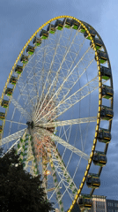 Evening fairground lights up Luxembourg City in late summer