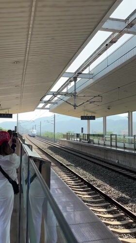 High-speed rail activity at a Jiyang District station