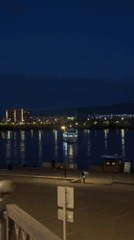 Illuminated boat spotted on Krasnoyarsk river at night