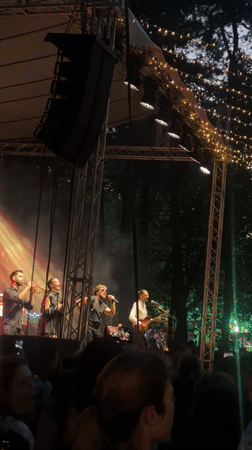 Live outdoor concert draws crowd in Varna at dusk