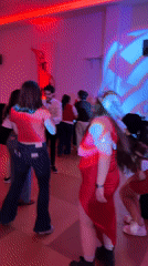 Evening party with dancing and balloons in Bydgoszcz, Poland