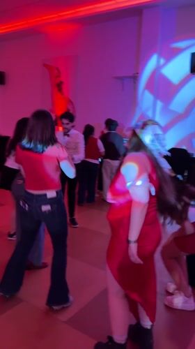 Evening party with dancing and balloons in Bydgoszcz, Poland