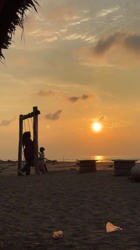 Sunset on a quiet beach in Reudeuep, Indonesia