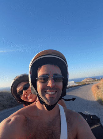 ATV and scooter riding through the hills of Santorini