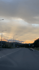 Sunset across rural roads and neighborhoods, golden hour in motion