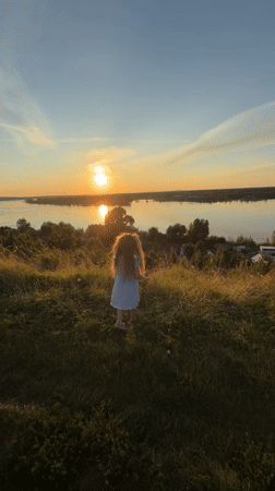 Sunset along the Ольховка riverbank, late summer afternoon